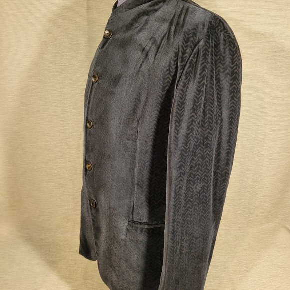 Giorgio Armani Midnight Blue Velvet Mandarin Collar Jacket, Size 44 - Picture 2 of 9